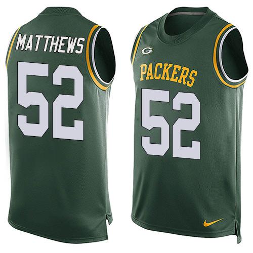 NFL Green Bay Packers #52 Matthews Green Limited Tank Top Jersey