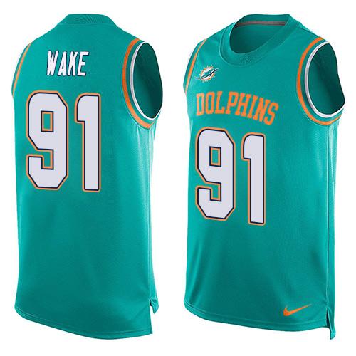 NFL Miami Dolphins #91 Wake Green Limited Tank Top Jersey