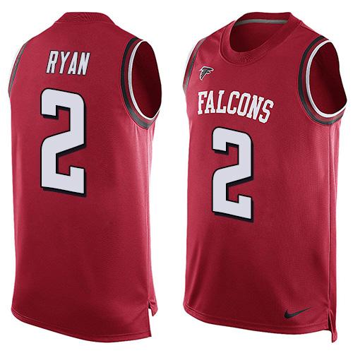 NFL Atlanta Falcons #2 Ryan Red Short Sleeve Limited Tank Top Jersey