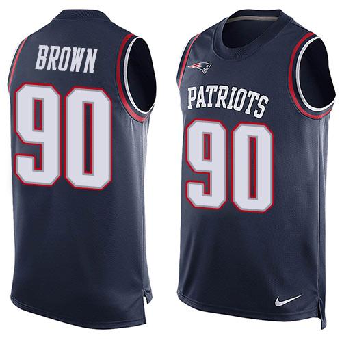 NFL New England Patriots #90 Brown Blue Limited Tank Top Jersey