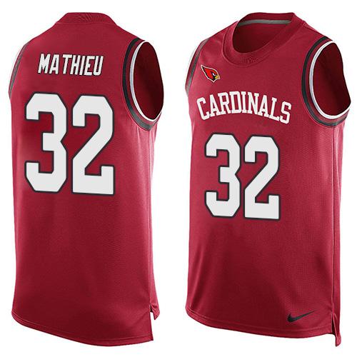 NFL Arizona Cardinals #32 Mathieu Red Short Sleeve Limited Tank Top Jersey