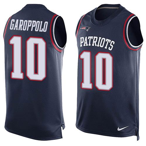 NFL New England Patriots #10 Garoppolo Blue Limited Tank Top Jersey