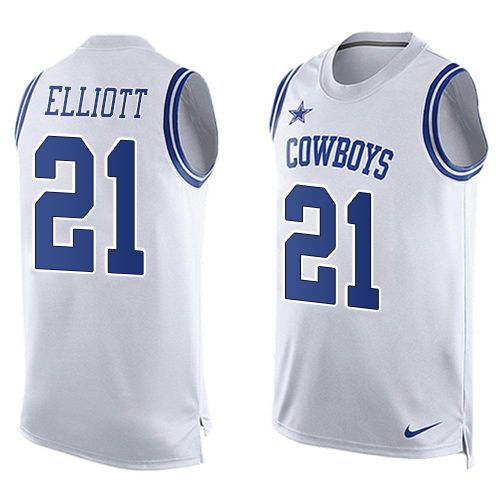 NFL Dallas Cowboys #21 Elliott White Short Sleeve Limited Tank Top Jersey