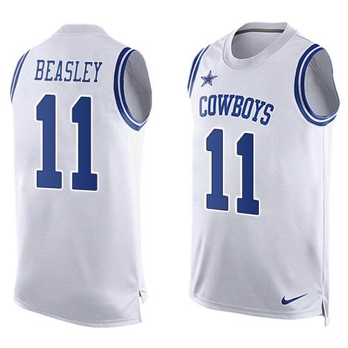 NFL Dallas Cowboys #11 Beasley White Short Sleeve Limited Tank Top Jersey