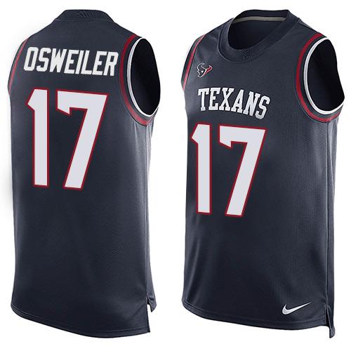 NFL Houston Texans #17 Osweiler Blue Limited Tank Top Jersey