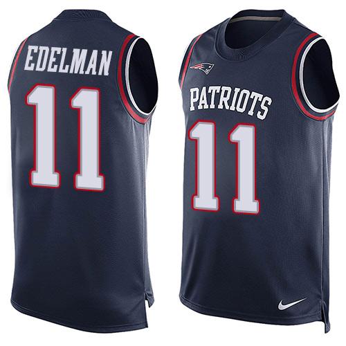 NFL New England Patriots #11 Edelman Blue Limited Tank Top Jersey