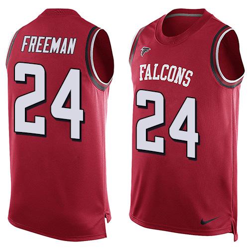 NFL Atlanta Falcons #24 Freeman Red Short Sleeve Limited Tank Top Jersey