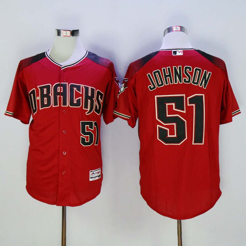 Majestics MLB Arizona Diamondbacks #51 Johnson Red Jersey