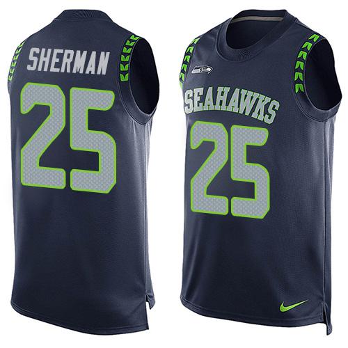 NFL Seattle Seahawks #25 Sherman Blue Limited Tank Top Jersey