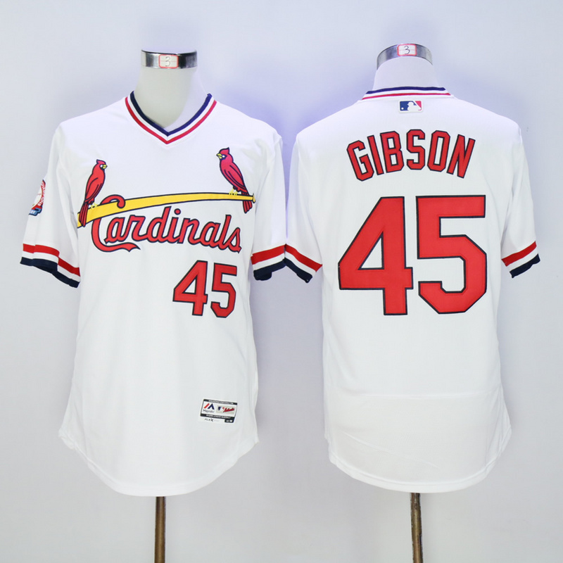 Majestics St. Louis Cardinals #45 Gibson White Pullover 1985 Throwback Jersey