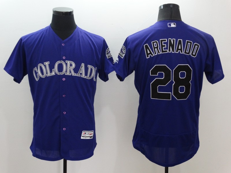 Majestics MLB Colorado Rockies #28 Arenado Purple Jersey