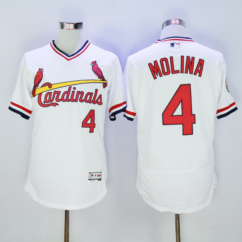Majestics St. Louis Cardinals #4 Molina White Pullover 1985 Throwback Jersey