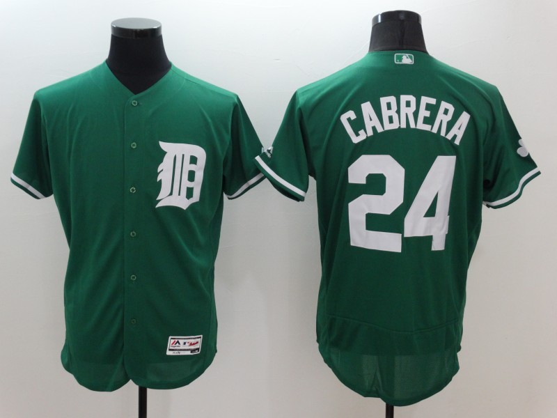 Majestics MLB Detroit Tigers #24 Cabrera Green Elite Jersey
