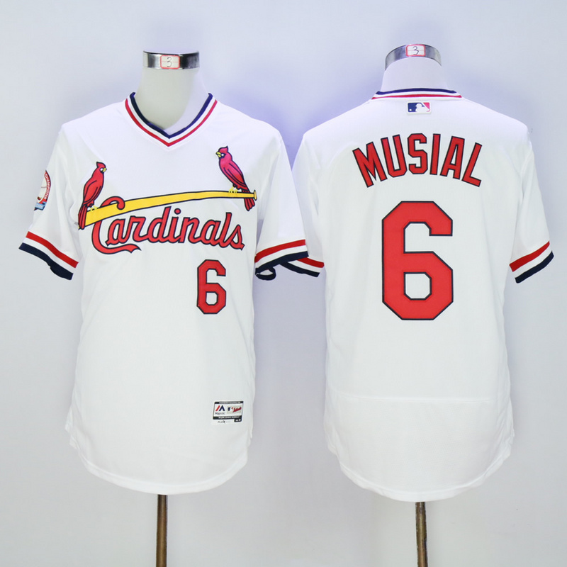 Majestics St. Louis Cardinals #6 Musial White Pullover 1985 Throwback Jersey