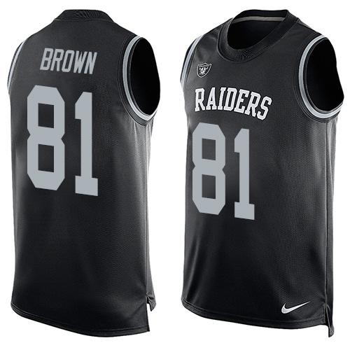 NFL Oakland Raiders #81 Brown Blue Limited Tank Top Jersey