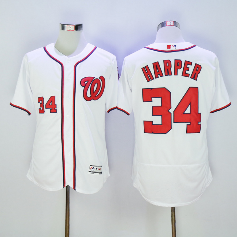 Majestics MLB Washington Nationals #34 Harper White Jersey