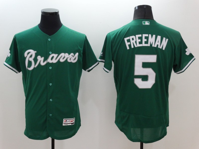 Majestics Atlanta Braves #5 Freeman Green Elite MLB Jersey