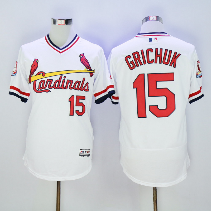 Majestics St. Louis Cardinals #15 Grichuk White Pullover 1985 Throwback Jersey