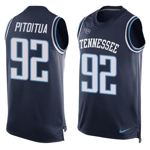 NFL Tennessee Titans #92 Pitditua Blue Limited Tank Top Jersey