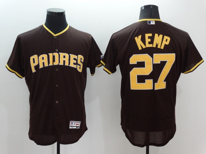 Majestics MLB San Diego Padres #27 Kemp Brown Elite Jersey