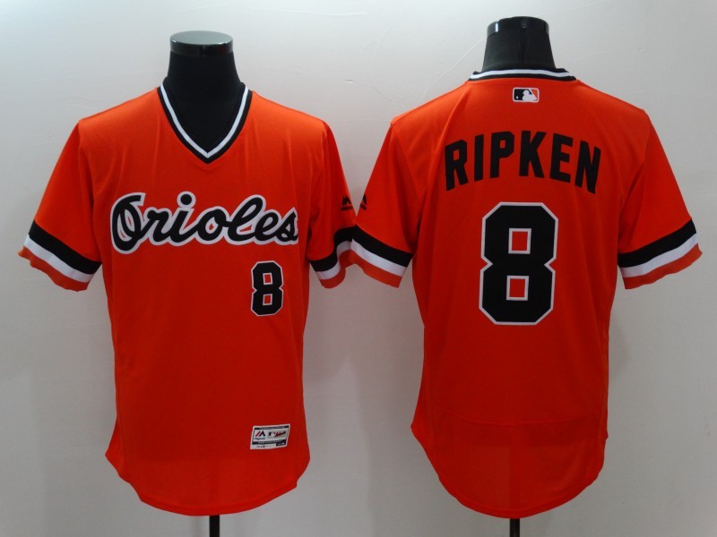 Majestics MLB Baltimore Orioles #8 Ripken Orange Pullover Elite Jersey