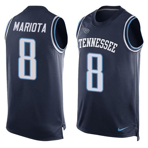 NFL Tennessee Titans #8 Mariota Blue Limited Tank Top Jersey