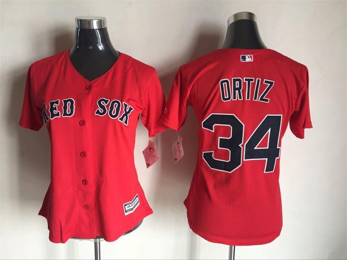 Womens MLB Boston Red Sox #34 Ortiz Red Majestic Jersey