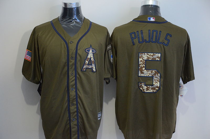 MLB Los Angeles Angeles #5 Pujols Green Salute to Service Jersey