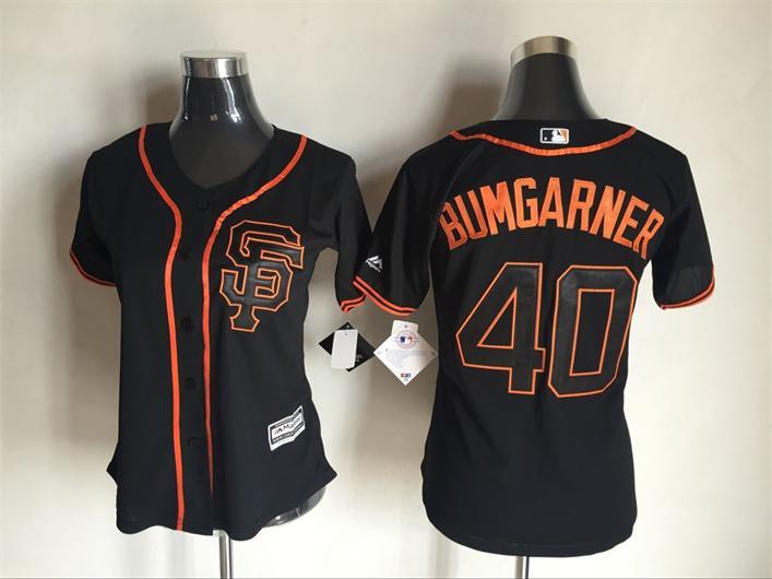 Womens San Francisco Giants #40 Bumgarner Black Jersey