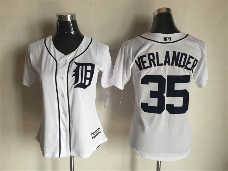 Womens MLB Detroit Tigers #35 Verlander White Majestic Jersey