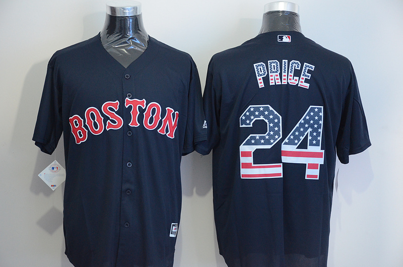 Majestic MLB Boston Red Sox #24 Price D.Blue US Flag Jersey