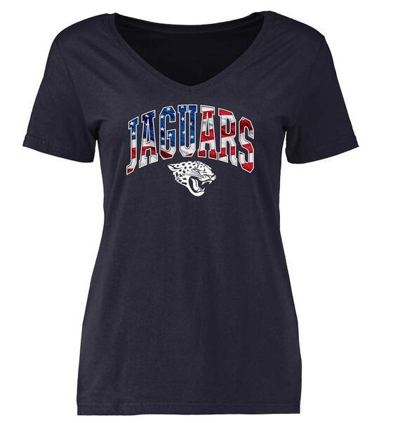 Womens Jacksonville Jaguars Pro Line Navy Banner Wave Slim Fit V-Neck T-Shirt 