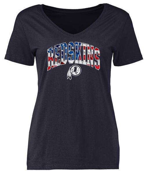 Womens Washington Redskins Pro Line Navy Banner Wave Slim Fit V-Neck T-Shirt 