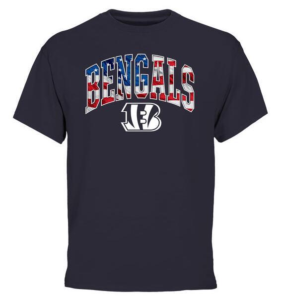 Mens Cincinnati Bengals Pro Line Navy Banner Wave T-Shirt 