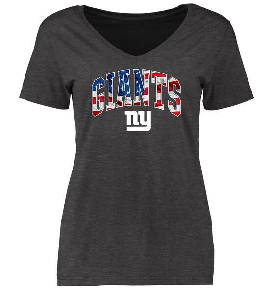 Womens New York Giants Pro Line Heather Gray Banner Wave Slim Fit V-Neck T-Shirt 