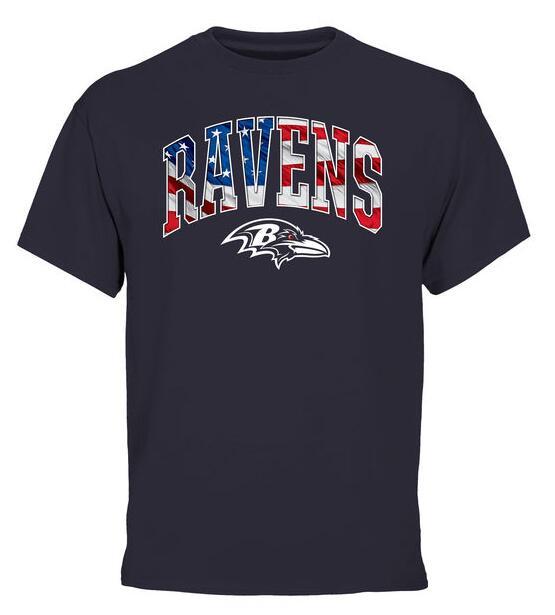 Mens Baltimore Ravens Pro Line Navy Banner Wave T-Shirt 