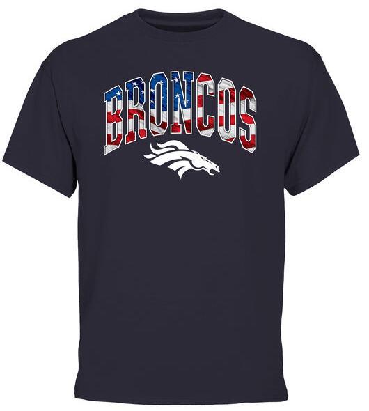 Mens Denver Broncos Pro Line Navy Banner Wave T-Shirt 