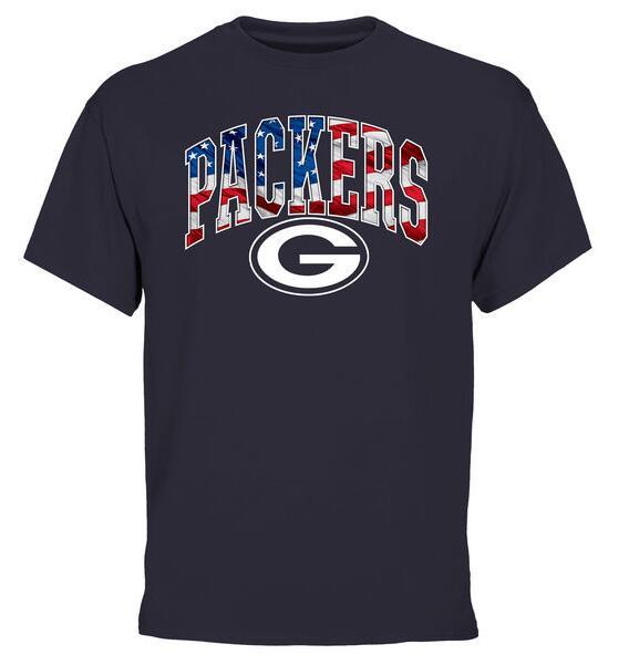 Mens Green Bay Packers Pro Line Navy Banner Wave T-Shirt 