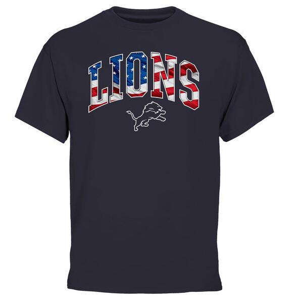 Mens Detroit Lions Pro Line Navy Banner Wave T-Shirt 