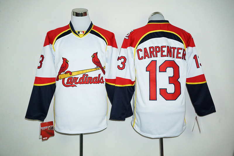 MLB St.Louis Cardinals #13 Carpenter Long Sleeve White Jersey