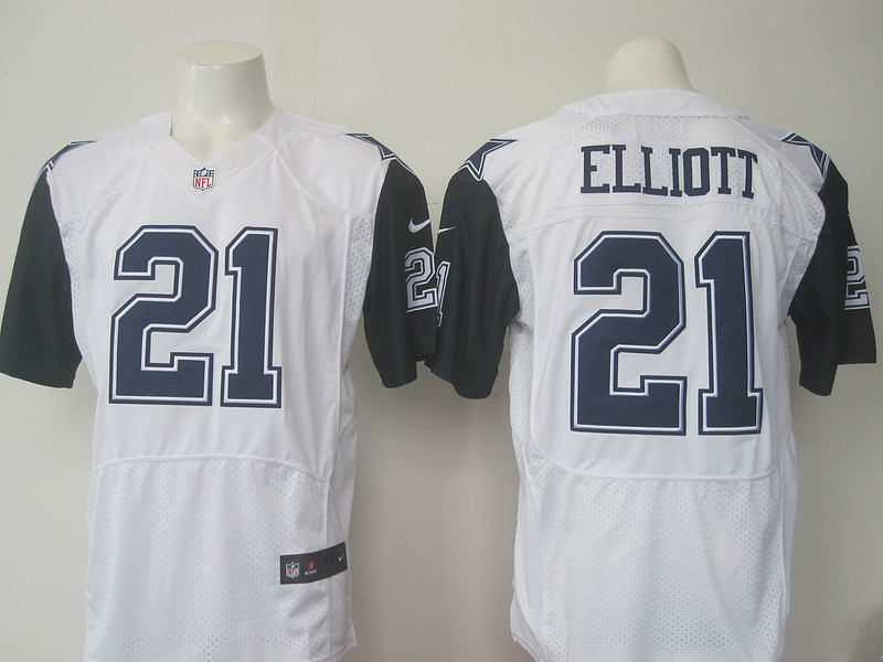 Nike Dallas Cowboys #21 Elliott White Thanksgiving Elite Jersey