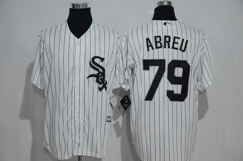 Majestic MLB Chicago Whie Sox #79 Abreu White Pinstripe Jersey