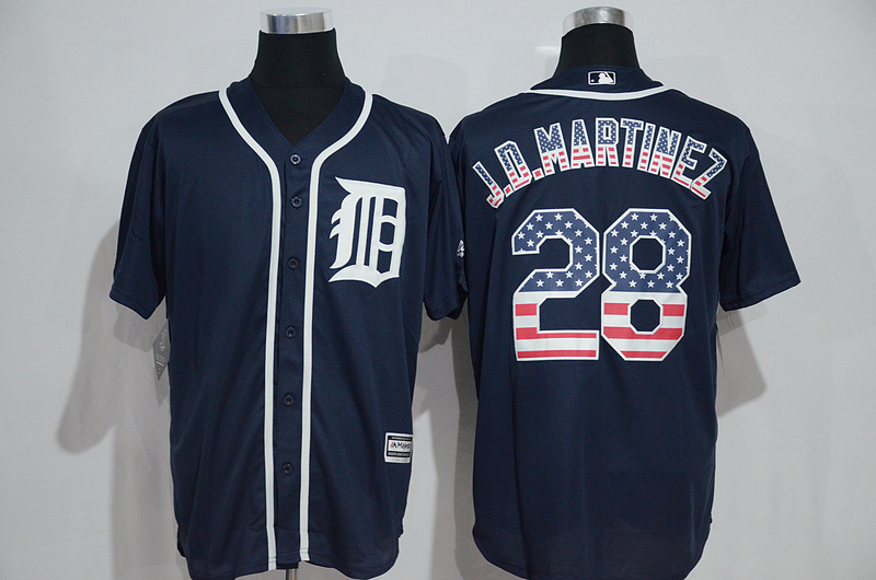 Majestics MLB Detroit Tigers #28 Martinez Blue USA Flag Jersey