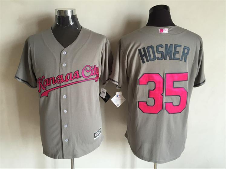 Majestic MLB Kansas City Royals #35 Hosmer Grey Jersey for Monthers Day