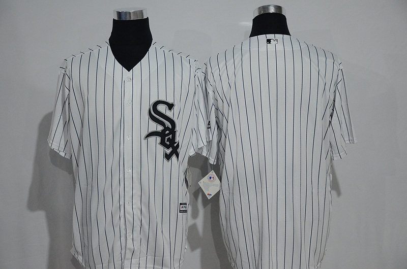 Majestic MLB Chicago Whie Sox Blank White Pinstripe Jersey