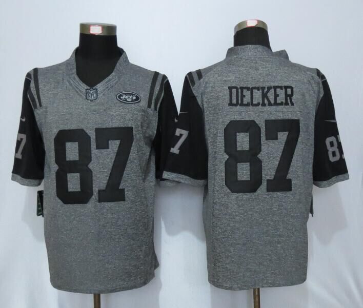 Nike New York Jets 87 Decker Gray Mens Stitched Gridiron Gray Limited Jersey