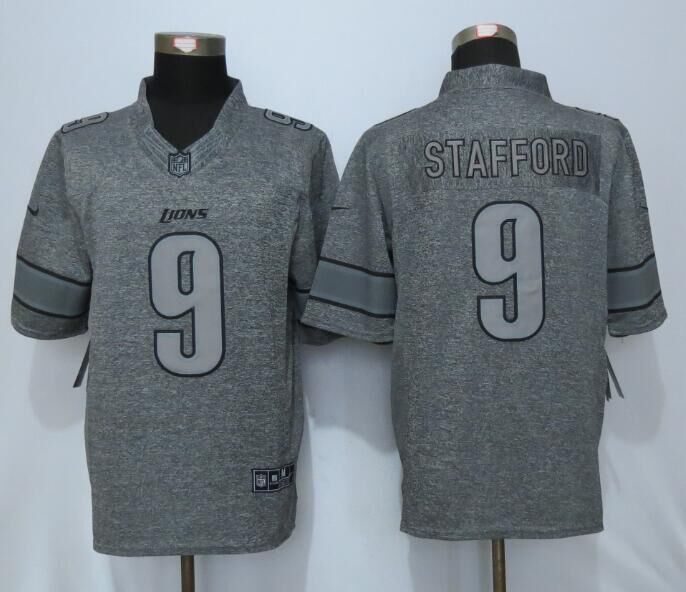 New Nike Detroit Lions 9 Stafford Gray Mens Stitched Gridiron Gray Limited Jersey  