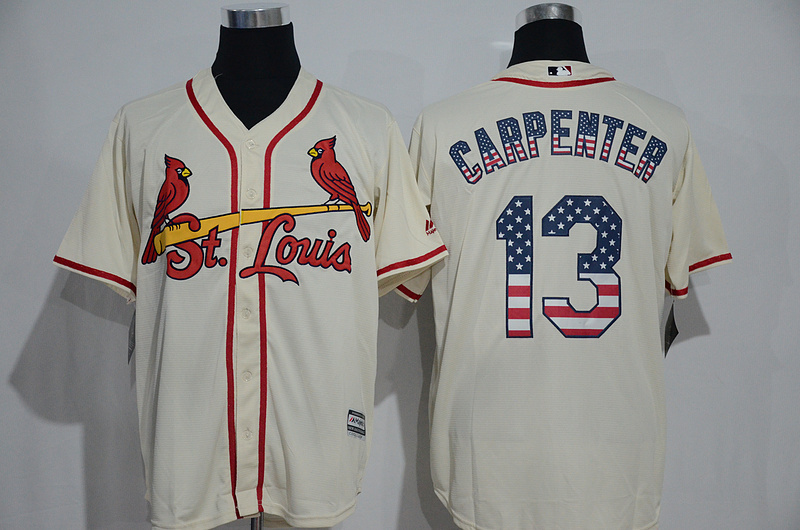 Majestic MLB St.Louis Cardinals #13 Carpenter Cream USA Flag Jersey