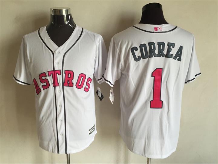 Majestic MLB Houston Astros #1 Correa White Jersey for Monthers Day
