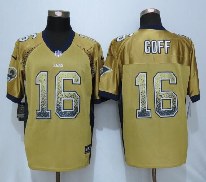 New Nike Los Angeles Rams 16 Goff Drift Fashion Gold Elite Jerseys  